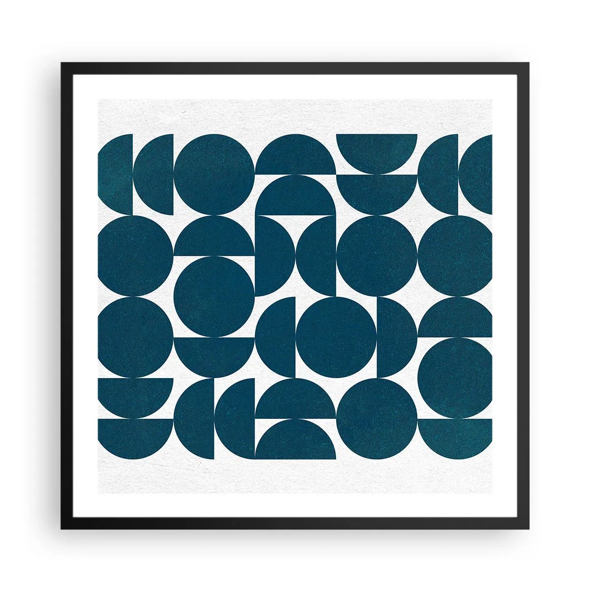 Pôster com moldura preta - Círculos e semicírculos - 60x60 cm