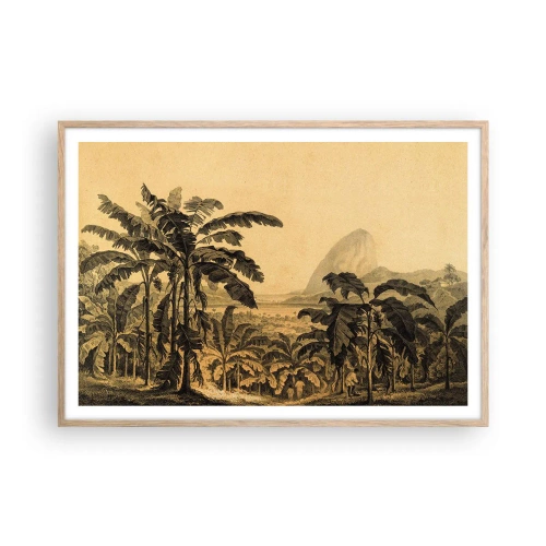 Pôster com moldura de carvalho claro - num clima colonial - 100x70 cm