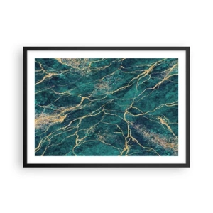 Pôster com moldura preta - Veia dourada - 70x50 cm