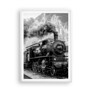 Pôster em moldura branca - À espera na estação... - 70x100 cm