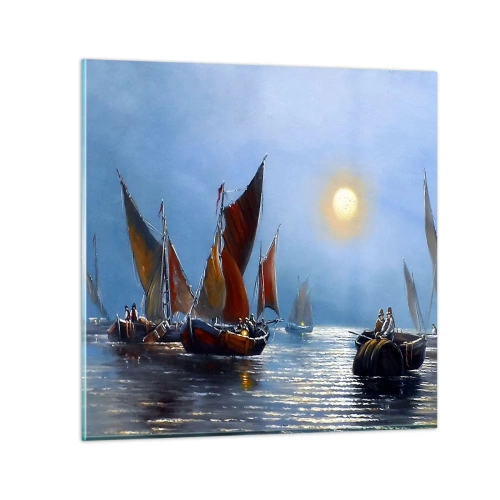 Quadro em vidro - Pesca noturna - 30x30 cm