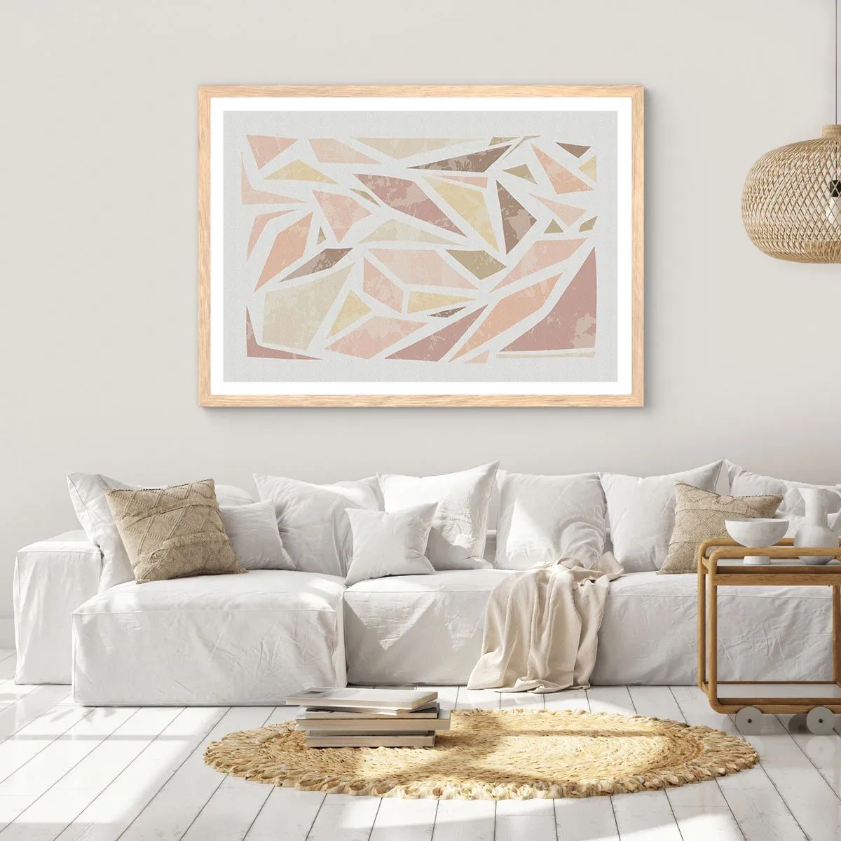 Pôster com moldura de carvalho claro - Composição de vitral - 70x50 cm