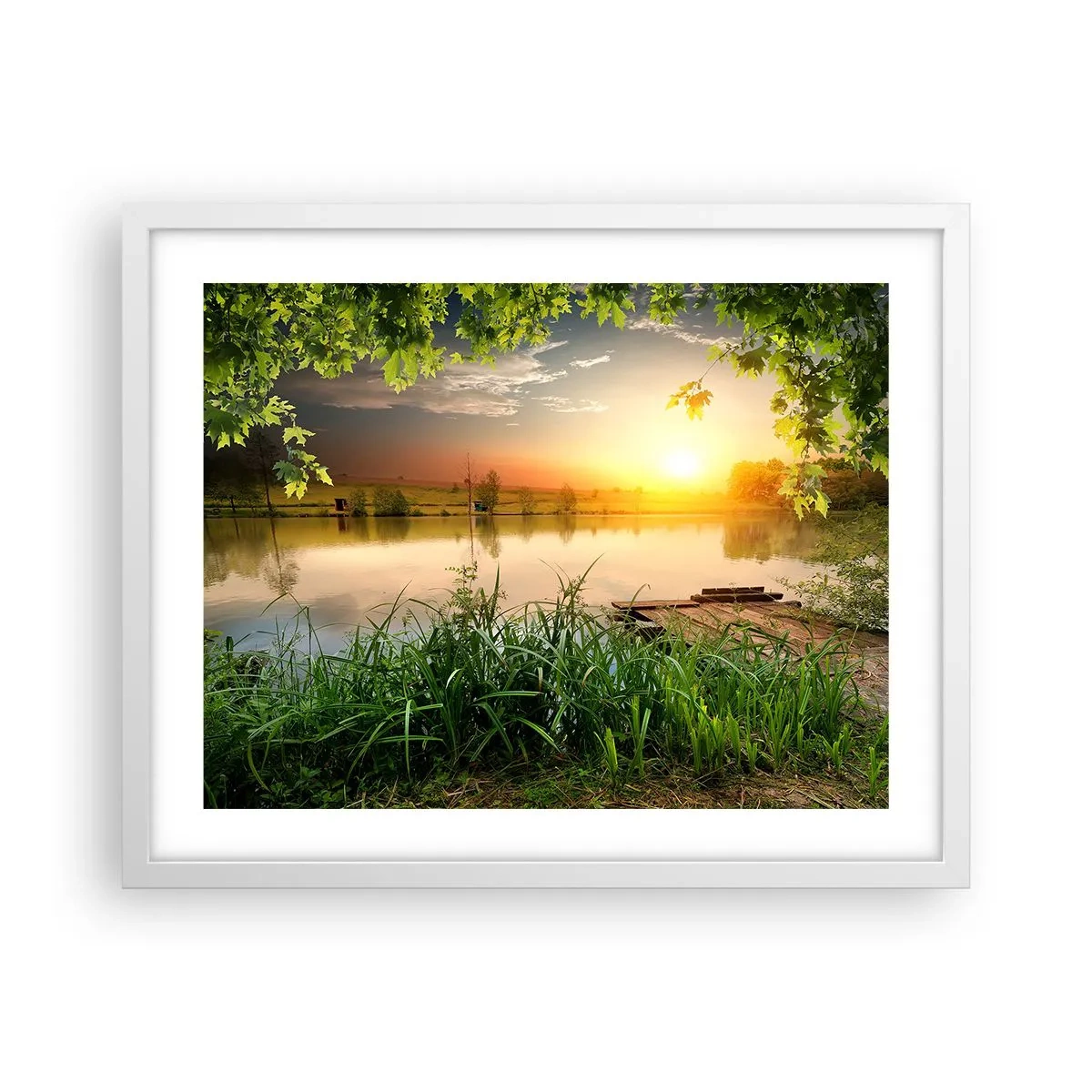 Pôster em moldura branca - Paisagem em uma moldura verde - 50x40 cm