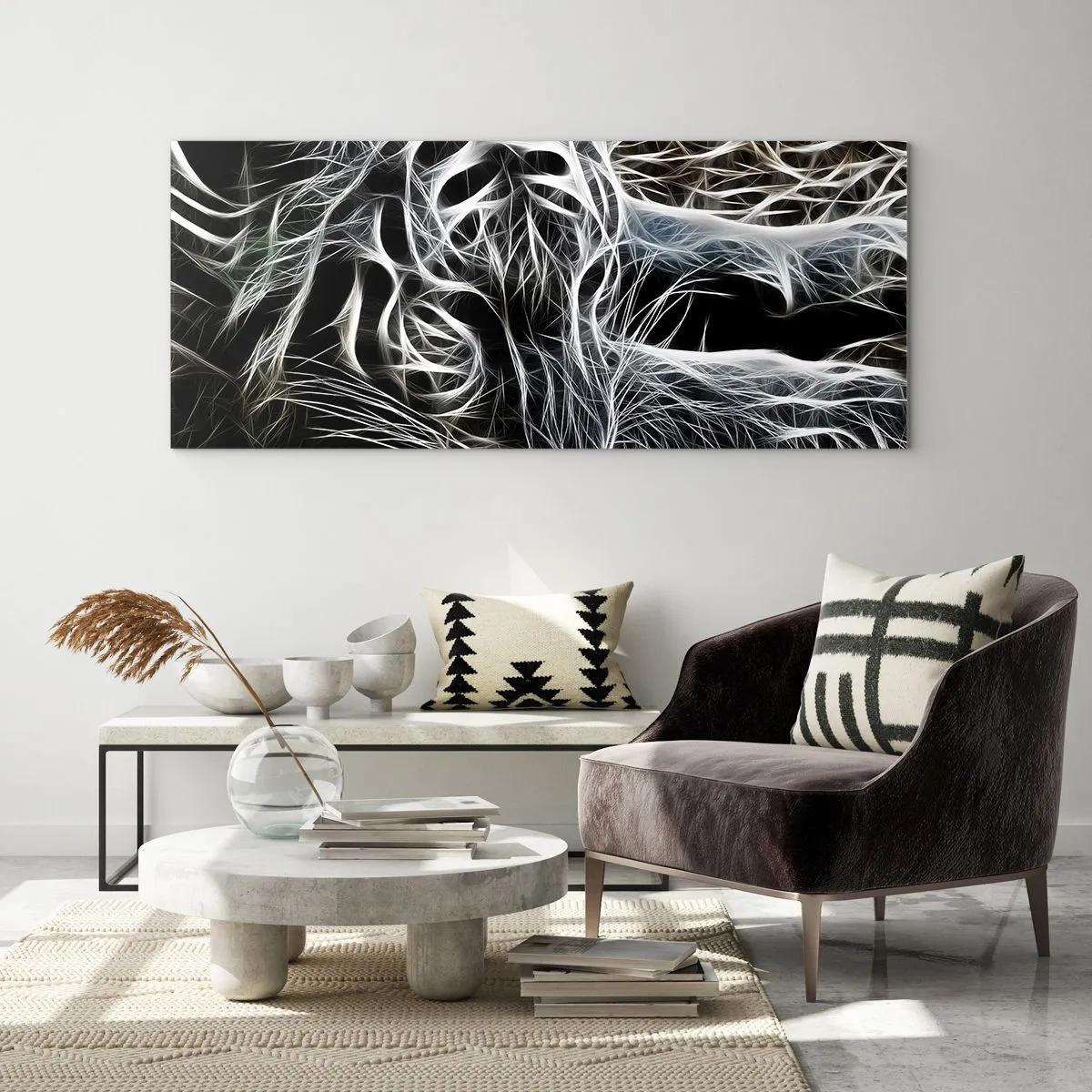 Quadro em vidro - Um estudo da leveza do gato - 100x40 cm