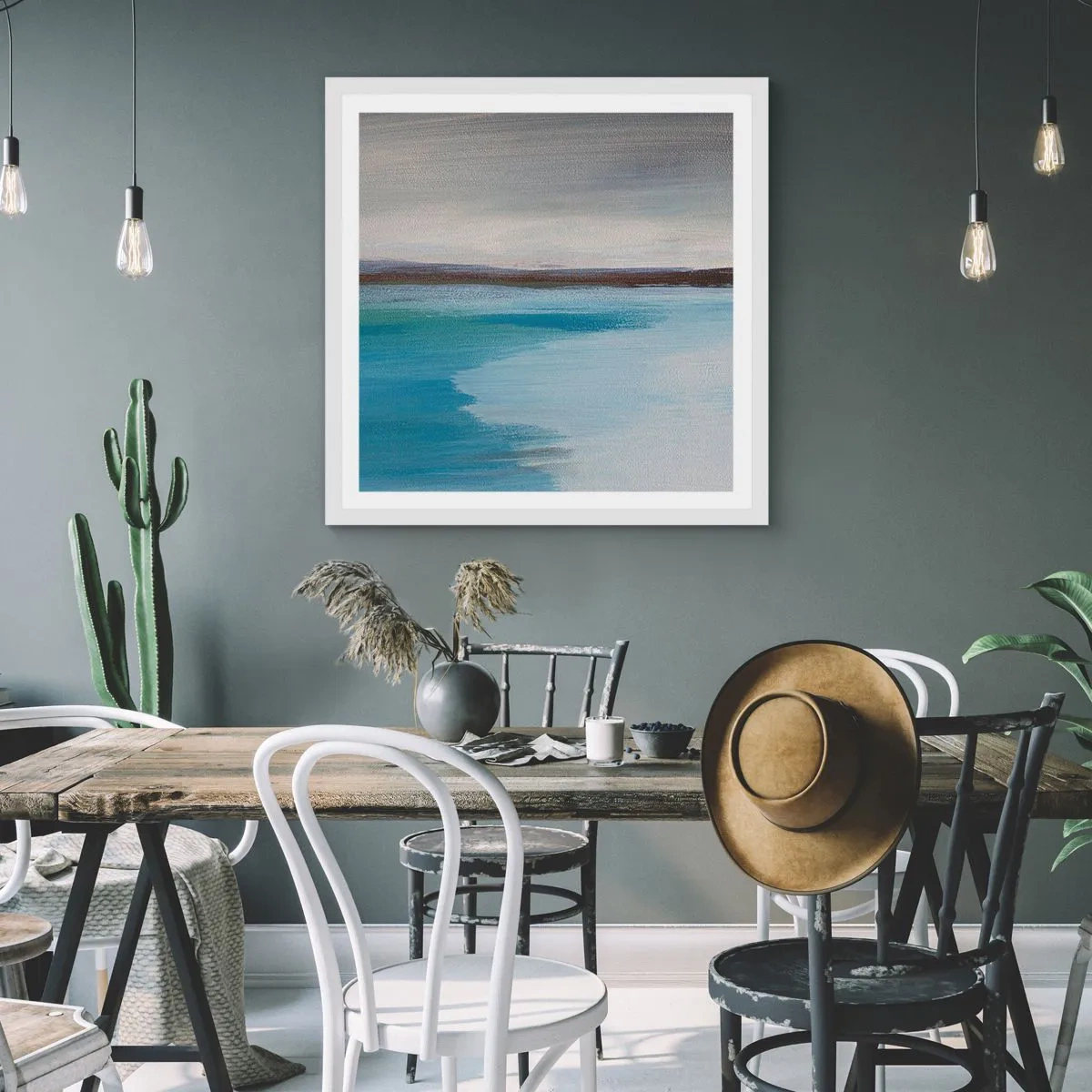 Pôster em moldura branca - Paisagem horizontal - 60x60 cm