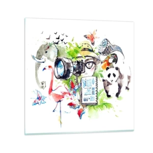 Quadro em vidro - Através da lente do viajante - 60x60 cm