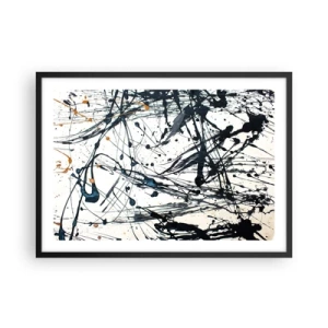 Pôster com moldura preta - Abstração expressionista - 70x50 cm