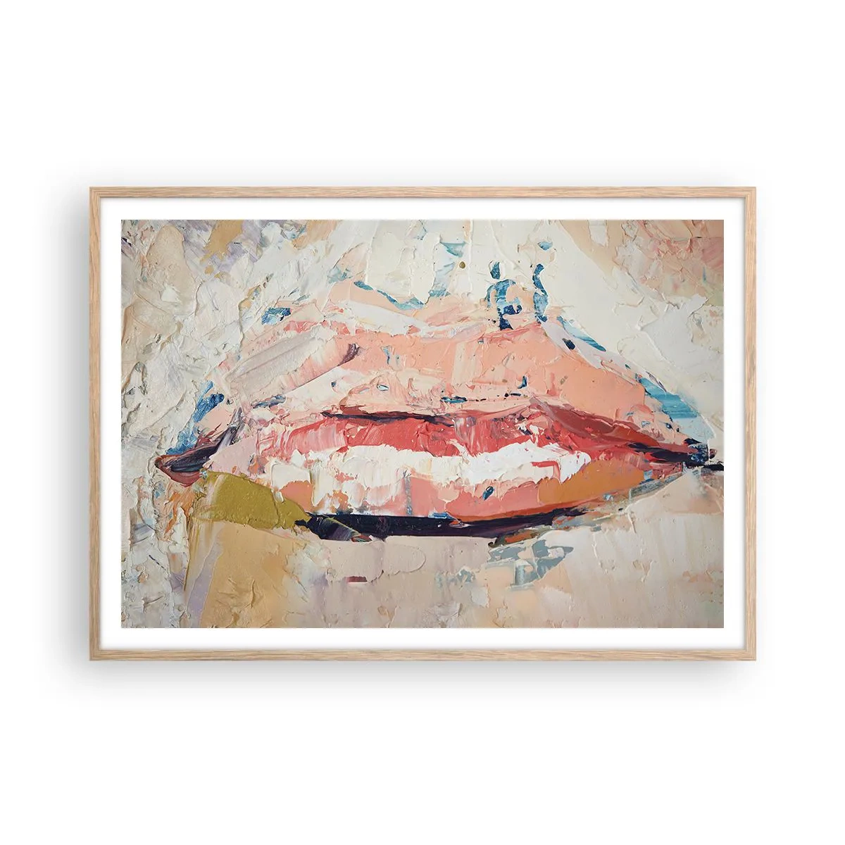 Pôster com moldura de carvalho claro - Desperta os sentidos - 100x70 cm