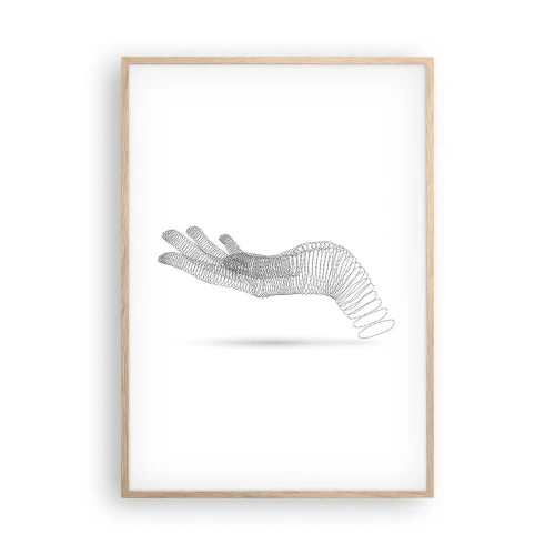 Pôster com moldura de carvalho claro - Mão de mola - 70x100 cm