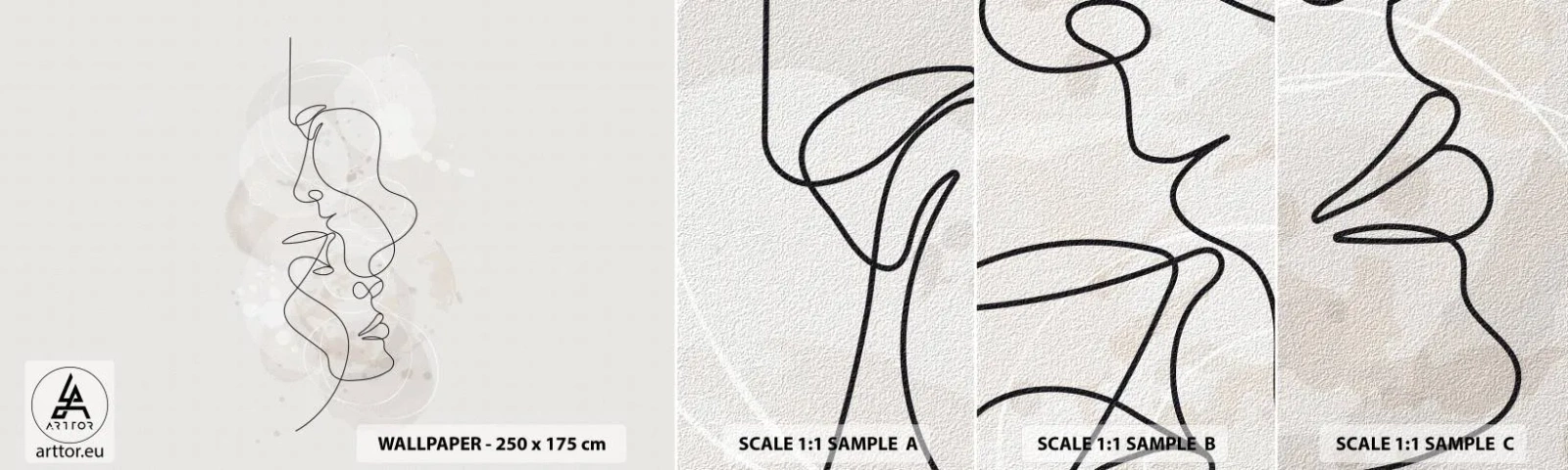 Amostra de Papel de Parede Standard Eco - Emaranhados num abraço - Abstração, Homem, Mulher - 100x30 cm