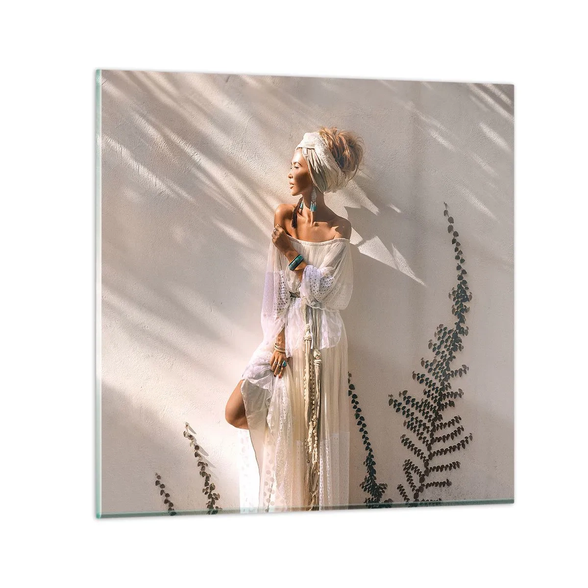 Quadro em vidro - O sol e a garota - 40x40 cm