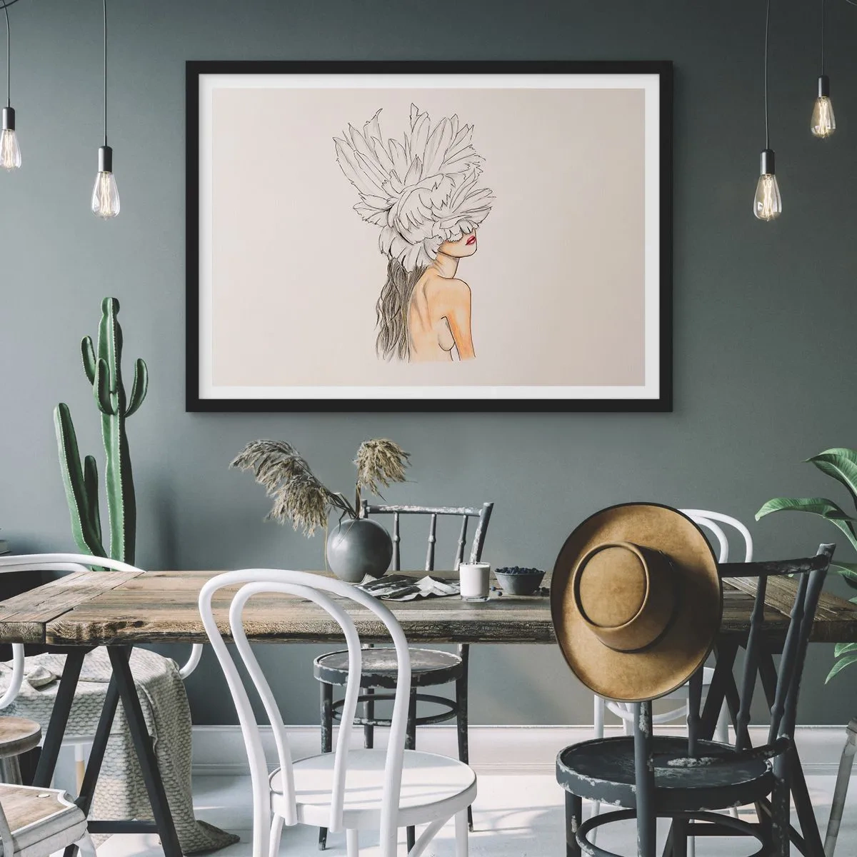 Pôster com moldura preta - Beleza coroada - 100x70 cm