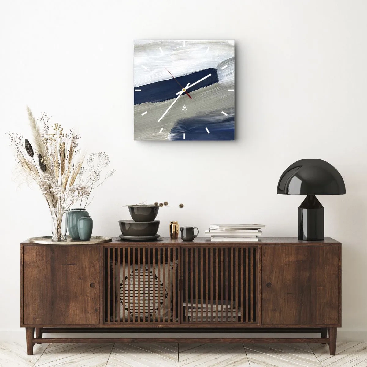 Relógio de parede - Relógio em vidro - Encontro com a brancura - 30x30 cm