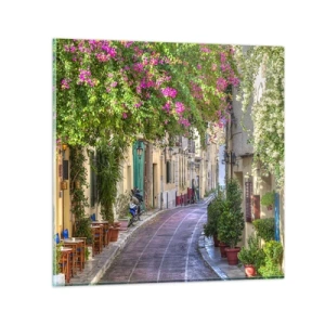 Quadro em vidro - Beco florido - 30x30 cm