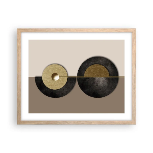 Pôster com moldura de carvalho claro - Variações ao redor do círculo - 50x40 cm