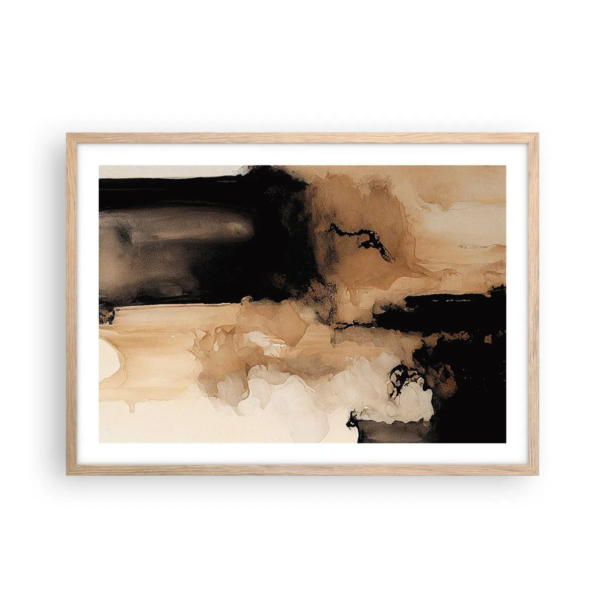 Pôster com moldura de carvalho claro - Abstração intrigante - 70x50 cm