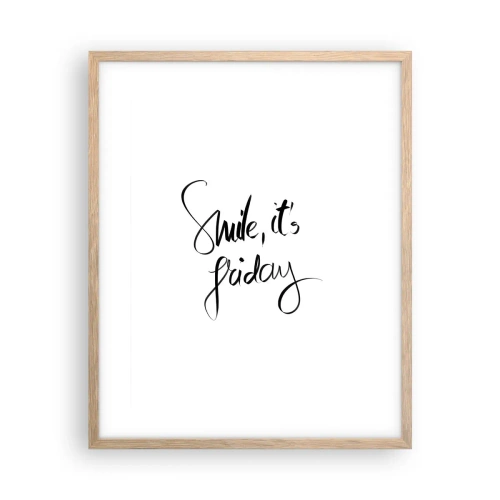 Pôster com moldura de carvalho claro - Verdadeira alegria - 40x50 cm