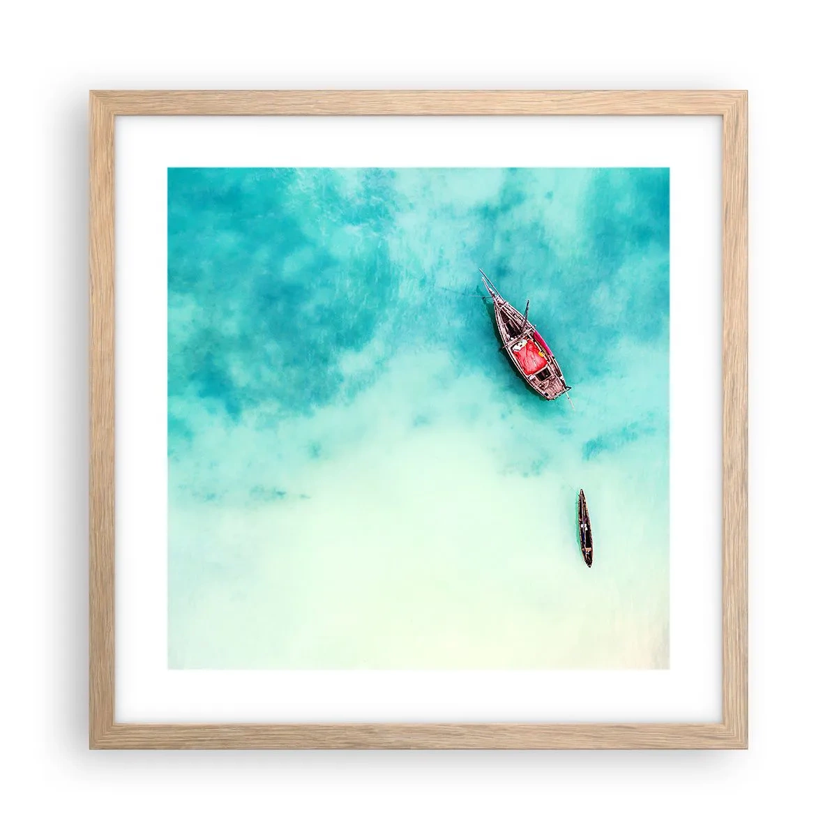 Pôster com moldura de carvalho claro - As praias de Zanzibar - 40x40 cm