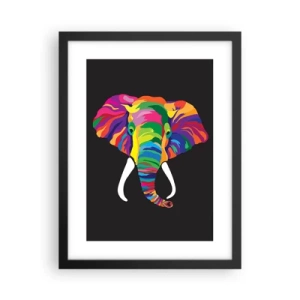 Pôster com moldura preta - O elefante que adorava banhar-se no arco-íris - 30x40 cm