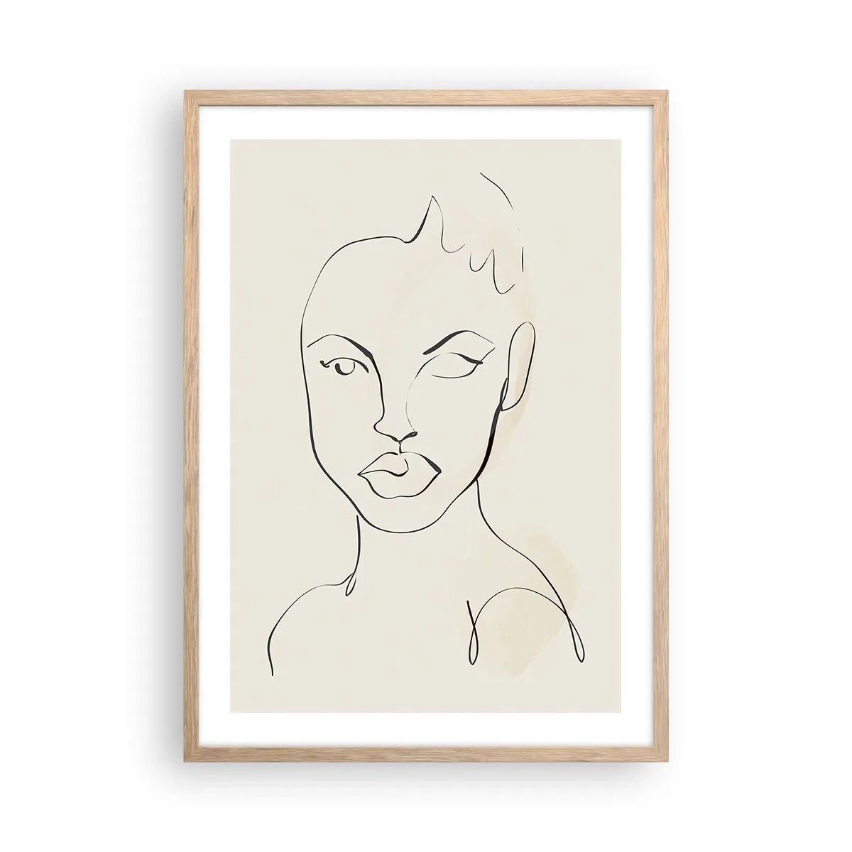 Pôster com moldura de carvalho claro - Esboço da sensualidade - 50x70 cm