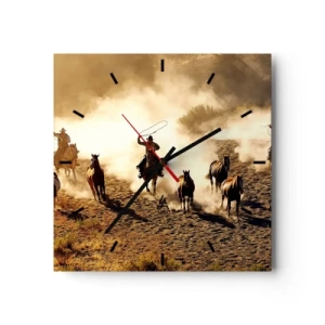 Relógio de parede - Relógio em vidro - Oeste verdadeiramente selvagem - 30x30 cm