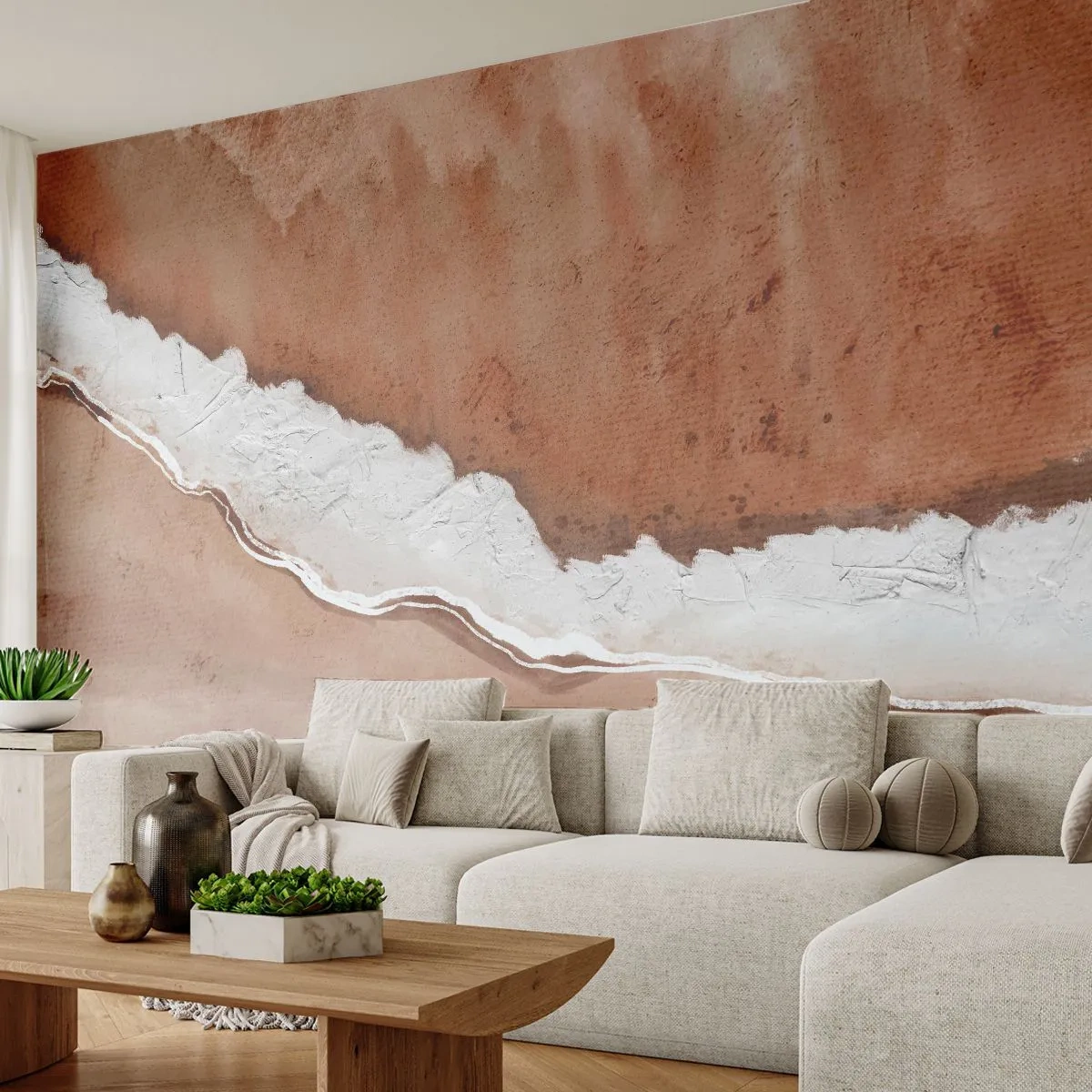 Papel de Parede Premium Canvas - Nas cores da terra - Borda, Areia, Praia - 250x175 cm