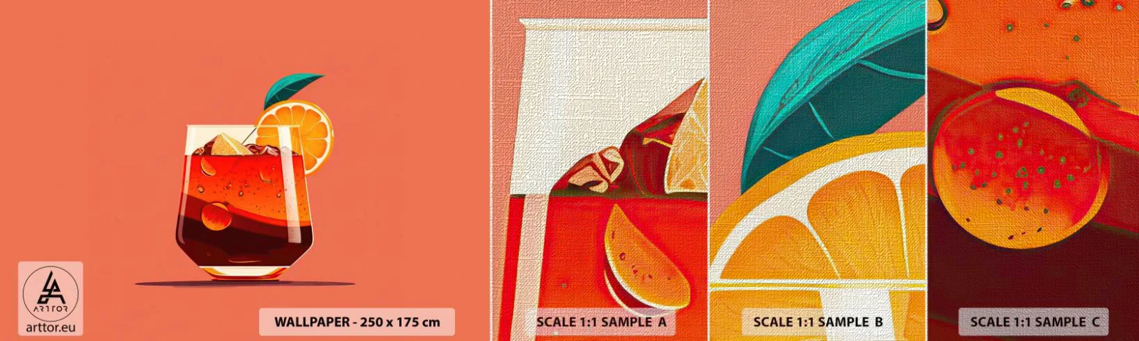 Amostra de papel de parede Premium Canvas - Refresco de verão - Coquetel, Bebida, Bebida - 100x30 cm