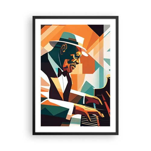 Pôster com moldura preta - Retrato abstrato de um pianista no estilo cubista - 50x70cm - Todo aquele jazz - Decoração de parede moderna para a sala de estar e quarto ARTTOR