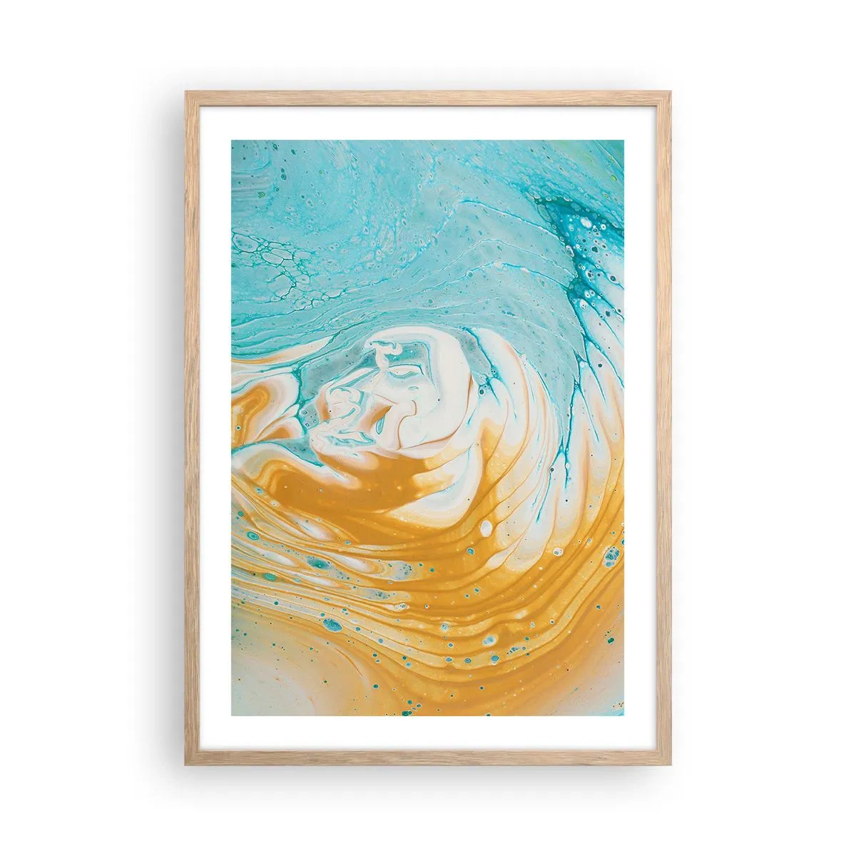 Pôster com moldura de carvalho claro - Vórtice em pastel - 50x70 cm