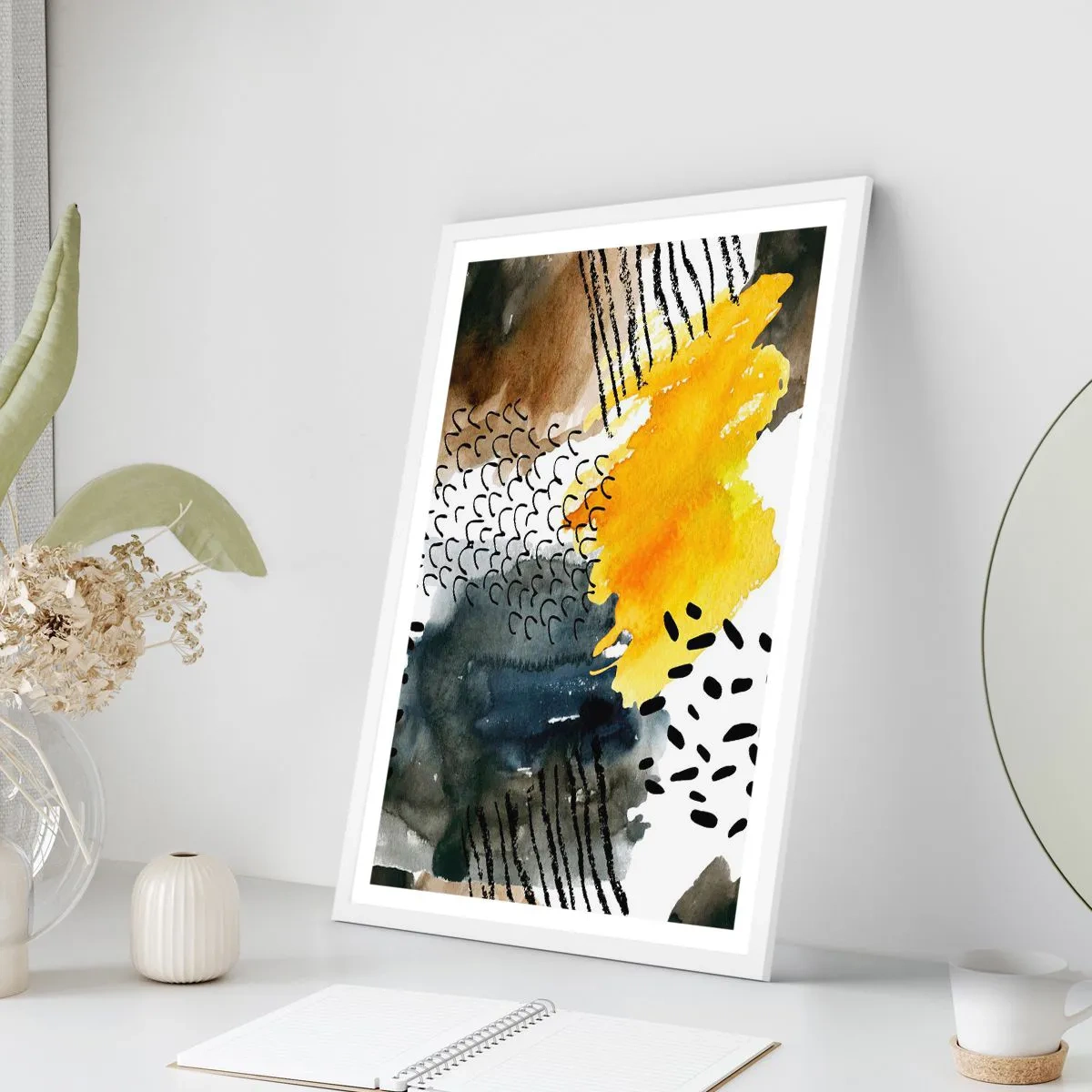 Pôster em moldura branca - Reunião dos elementos da natureza - 50x70 cm