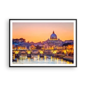 Pôster com moldura preta - Crepúsculo sobre a Cidade Eterna - 100x70 cm