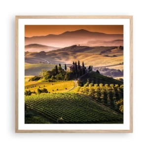 Pôster com moldura de carvalho claro - Arcádia - Paisagem toscana - 60x60 cm