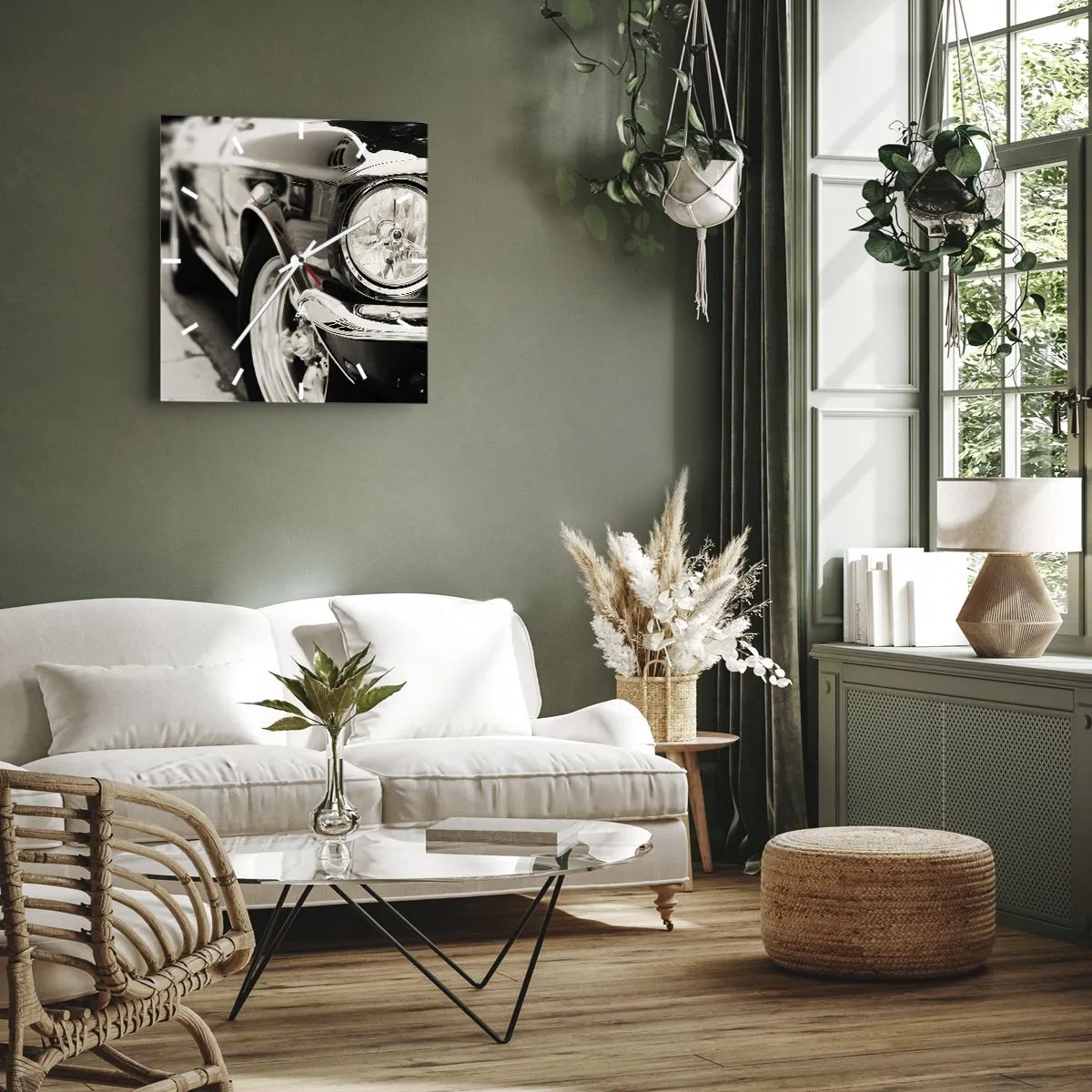 Relógio de parede - Relógio em vidro - Brilho permanente - 40x40 cm