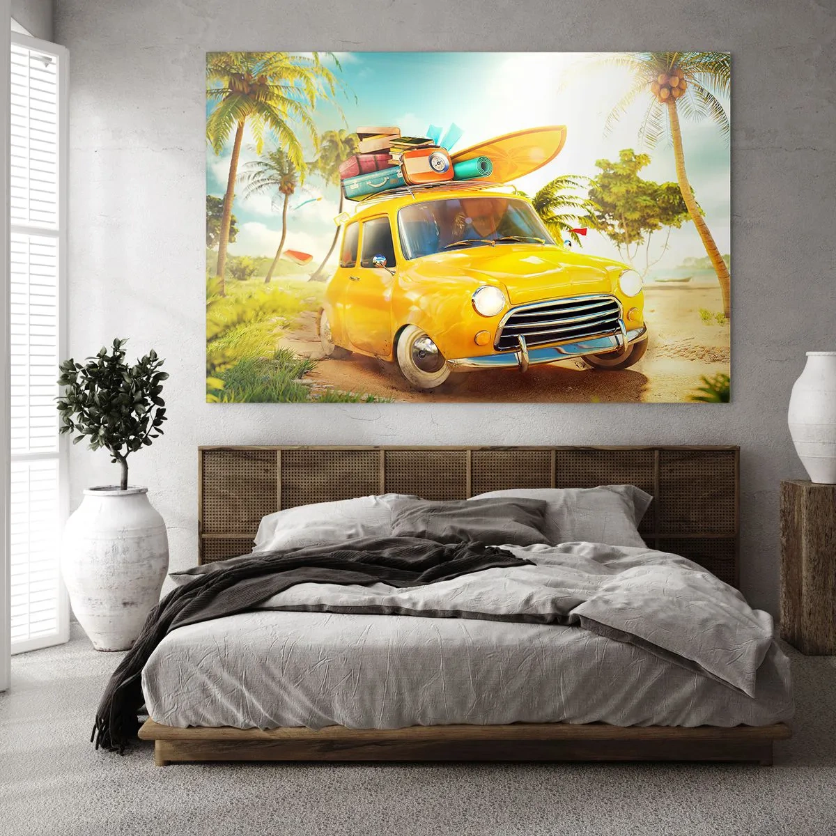 Quadro em vidro - Uma viagem para mais do que um sorriso - 120x80 cm