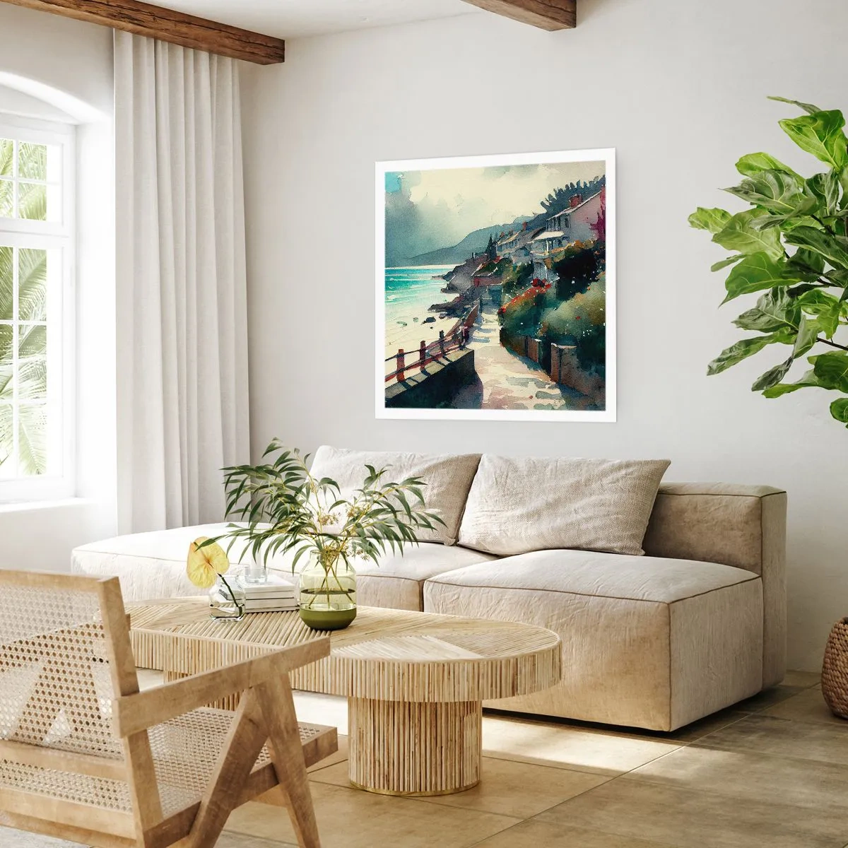 Pôster - Cidade mediterrânea - 30x30 cm