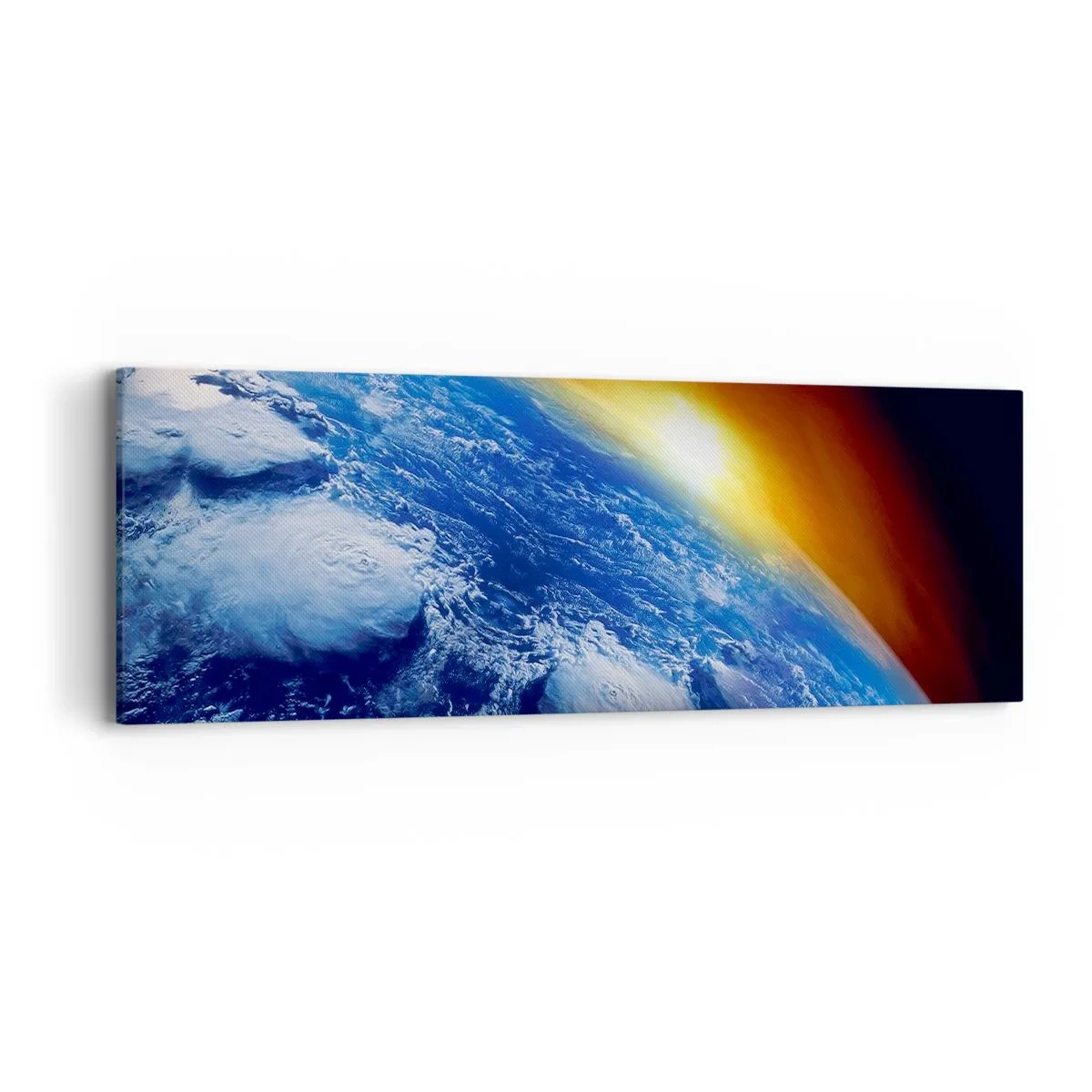 Quadro em tela - Nascer do sol sobre o planeta azul - 90x30 cm