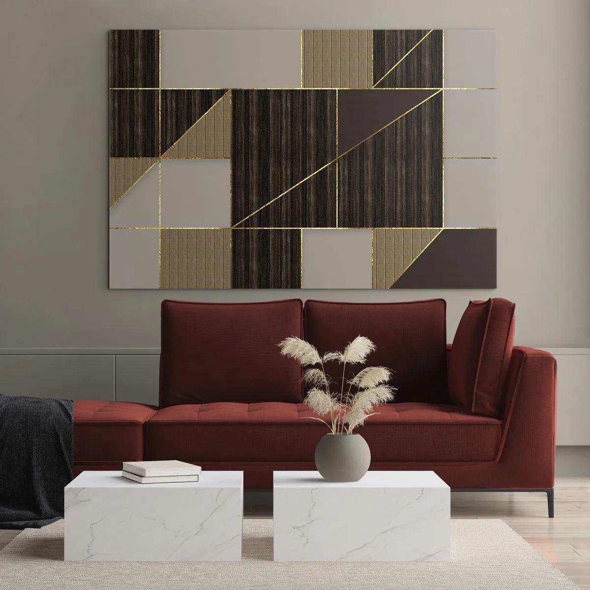 Quadro em vidro - Mosaico de bronzes e ouro - 120x80 cm