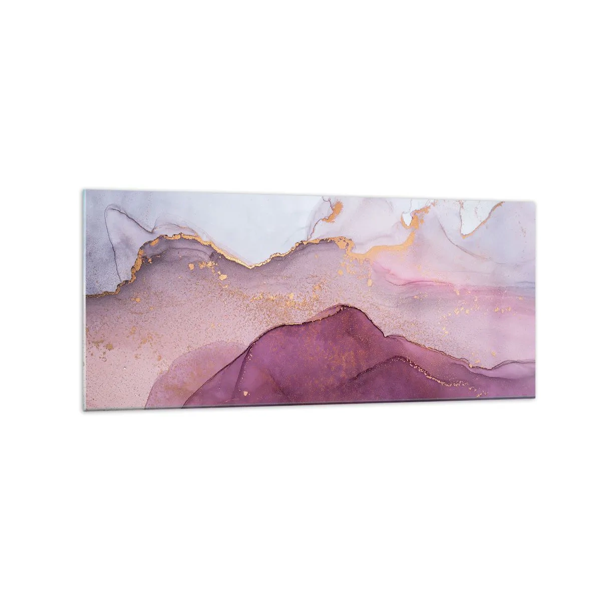 Quadro em vidro - Ondas de lilás e roxo - 120x50 cm