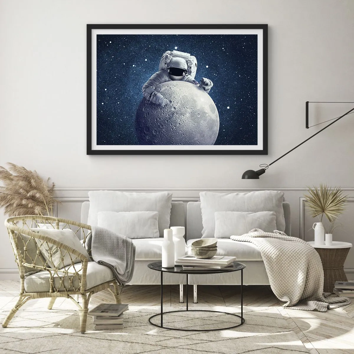Pôster com moldura preta - Coringa do espaço - 70x50 cm