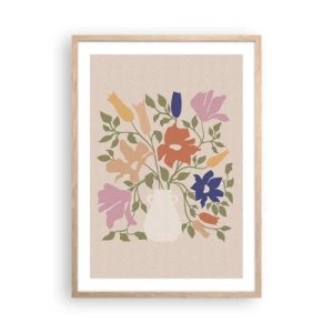 Pôster com moldura de carvalho claro - Buquê delicado - 50x70 cm