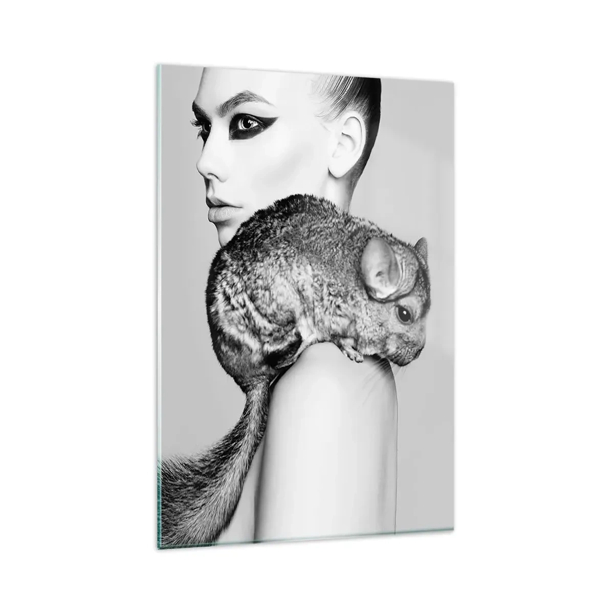 Quadro em vidro - A dama com a chinchila - 80x120 cm