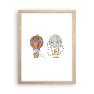 Pôster com moldura de carvalho claro - Amigos em movimento - 30x40 cm