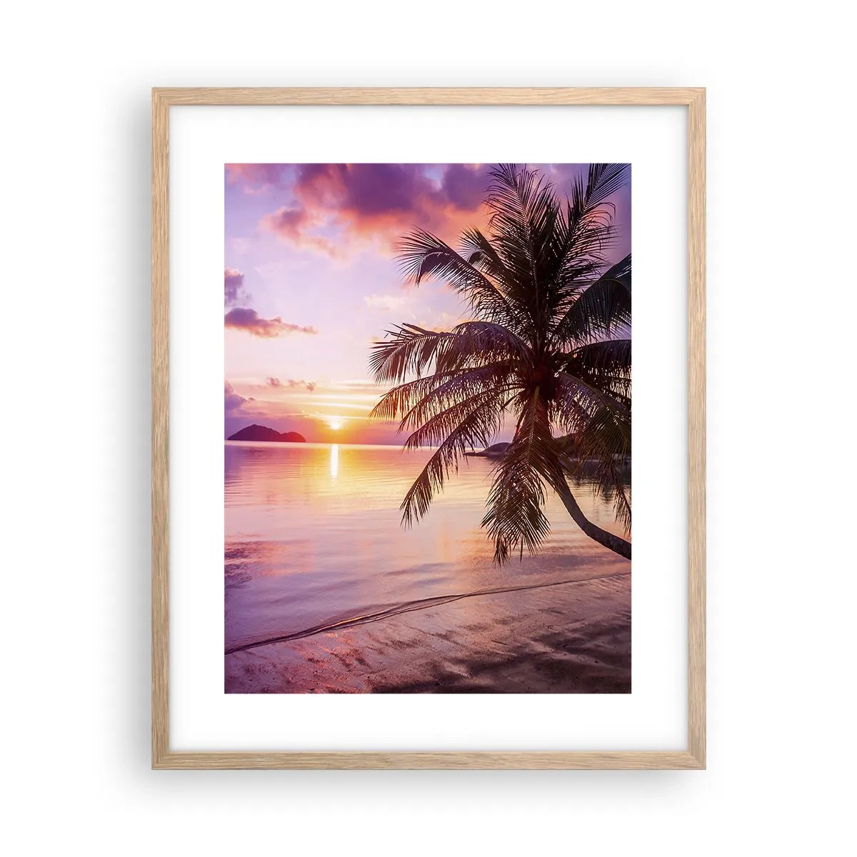 Pôster com moldura de carvalho claro - Felicidade no horizonte - 40x50 cm