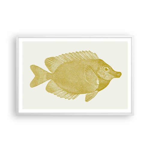 Pôster em moldura branca - Peixe e pronto - 91x61 cm