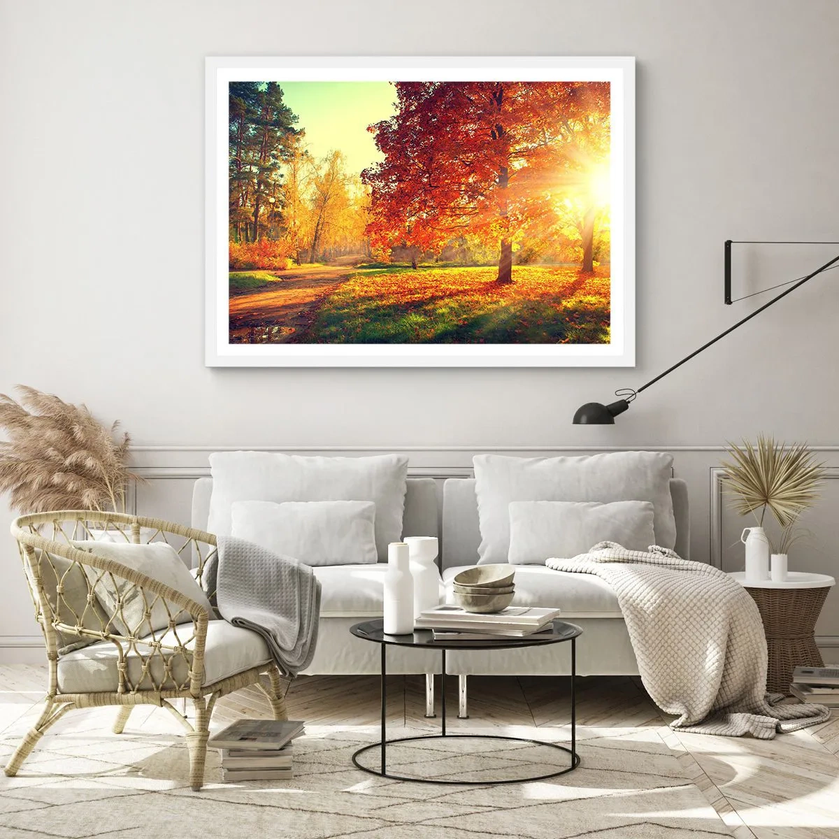 Pôster em moldura branca - O vermelho é lindo - 100x70 cm