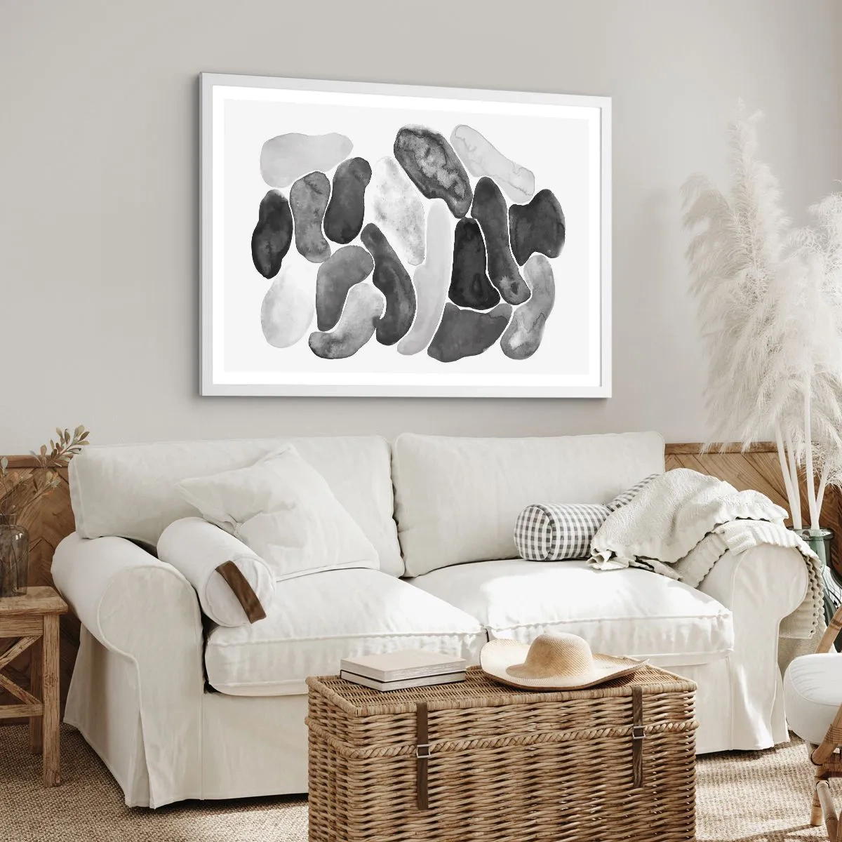 Pôster em moldura branca - Abstração rochosa - 91x61 cm