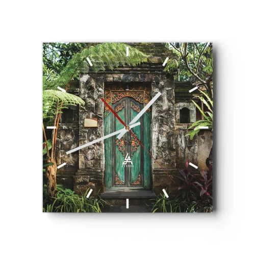 Relógio de parede - Relógio em vidro - Portas para um mundo exótico - 30x30 cm