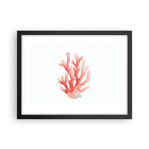 Pôster com moldura preta - Coral de cor coral - 40x30 cm