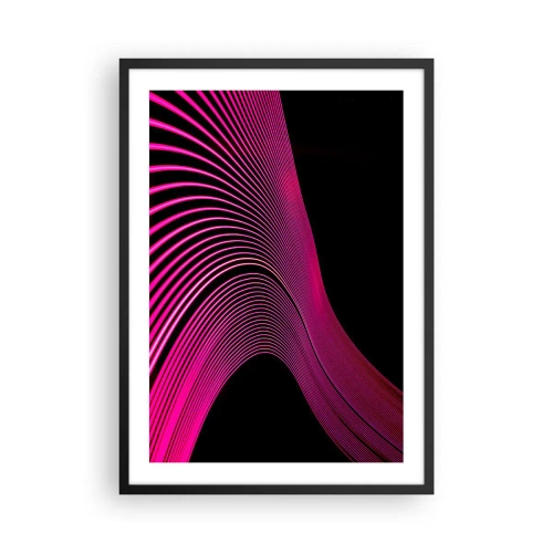 Pôster com moldura preta - Linhas rosa dinâmicas em um fundo preto - 50x70cm - Avenida da luz - Decoração de parede moderna para a sala de estar e quarto ARTTOR