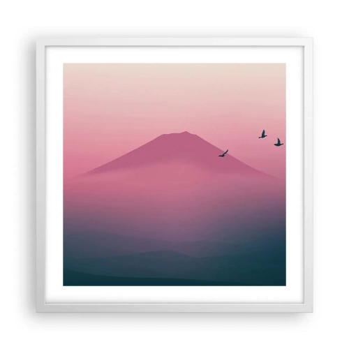 Pôster em moldura branca - Andarilhos sob as nuvens - 50x50 cm